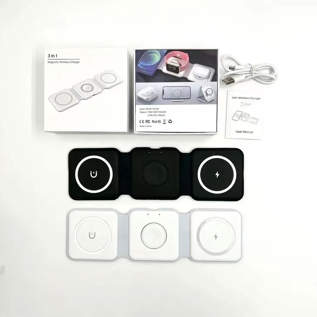 3 In 1 15w Fast Wireless Magnetic Charging Pad For Iphone, Airpods, Smartwatch - 4