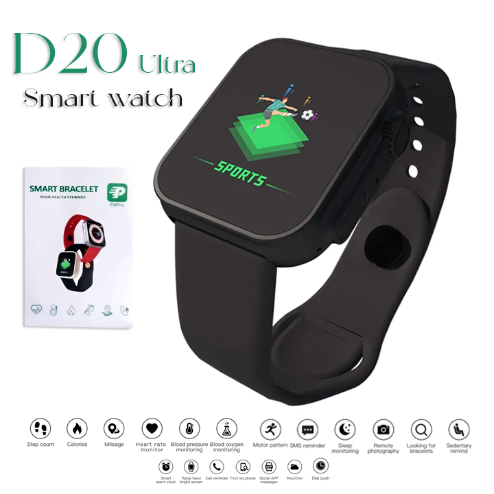 D20 Ultra Fitness Bracelet Blood Pressure Bluetooth Heart Rate Monitor With Fitpro App (black) - 2