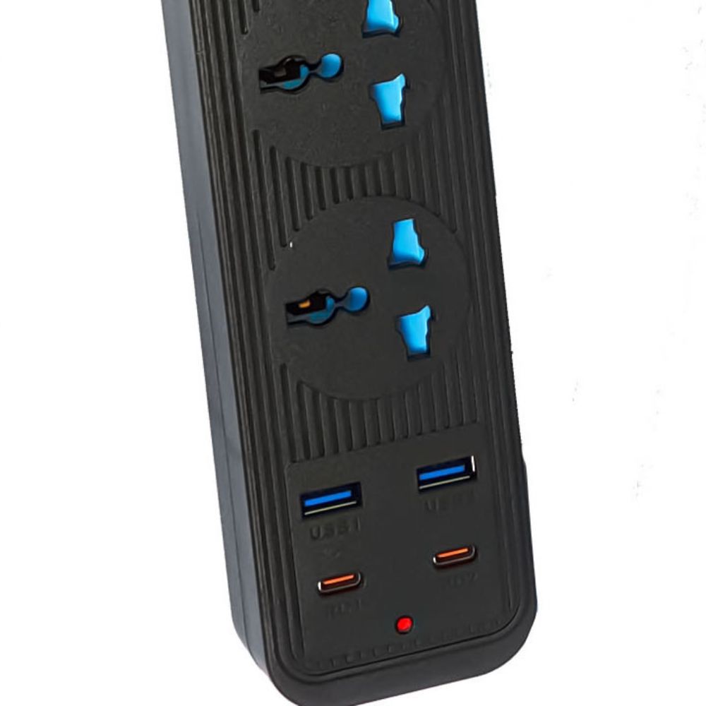 504pu Speed-x Premium Portable Power Strip 5socket+2usb Port+2 Type C Usb Cabel Length 2m - 3