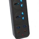 504pu Speed-x Premium Portable Power Strip 5socket+2usb Port+2 Type C Usb Cabel Length 2m - 3