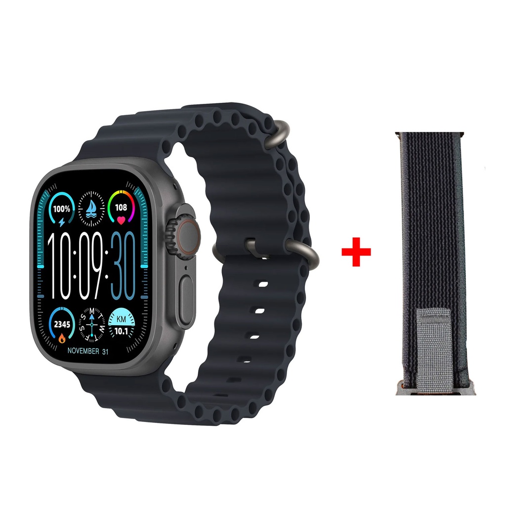 Hk10 Ultra 3 2.02 Amoled Display G-sensor Ai Features With Wearfit Pro App 2 Straps Black - 3