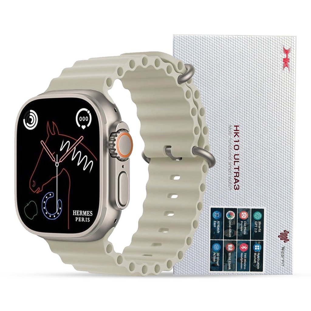 Hk10 Ultra 3 2.02 Amoled Display G-sensor Ai Features With Wearfit Pro App 2 Straps Silver - 4