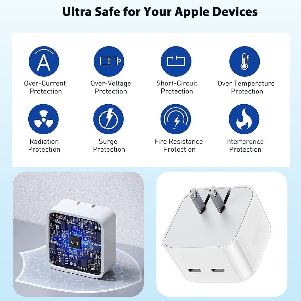 Iphone 14 Pro 2 Pin (us Pin) 50w Usb-c+c Power Adapter With Usb-c To Lightining Cable - 2