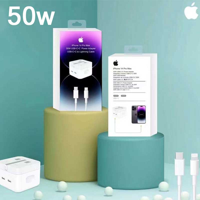 Iphone 14 Pro 2 Pin (us Pin) 50w Usb-c+c Power Adapter With Usb-c To Lightining Cable - 4