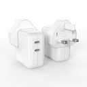 Iphone 35w Uk 3 Pin Dual Type C Fast Charging Pd Adapter - 2