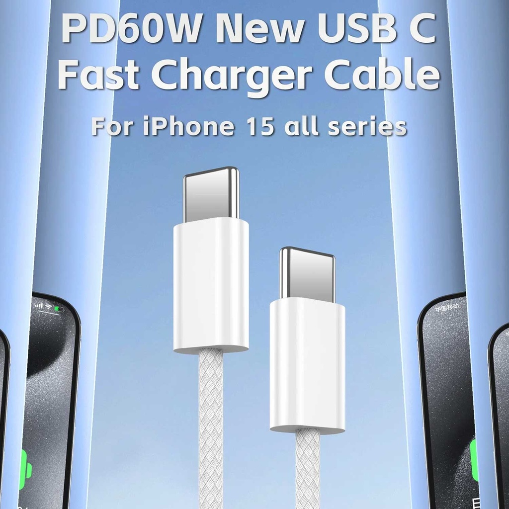 Iphone Pd 60w Fast Charging Nylon Type-c To C Cable For Iphone 15 Pro Max - 4