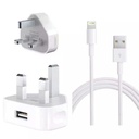 Iphone Usb 5w Power Adaptor Uk Pin With Lightning To Usb Cable - 2