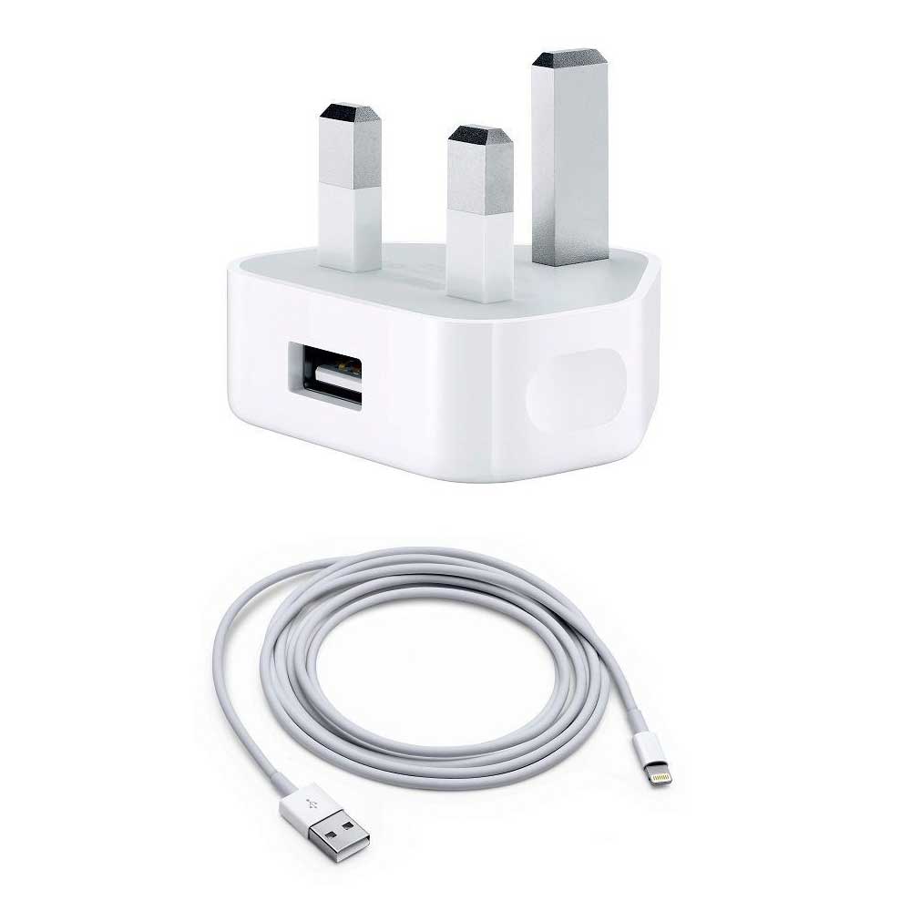 Iphone Usb 5w Power Adaptor Uk Pin With Lightning To Usb Cable - 3