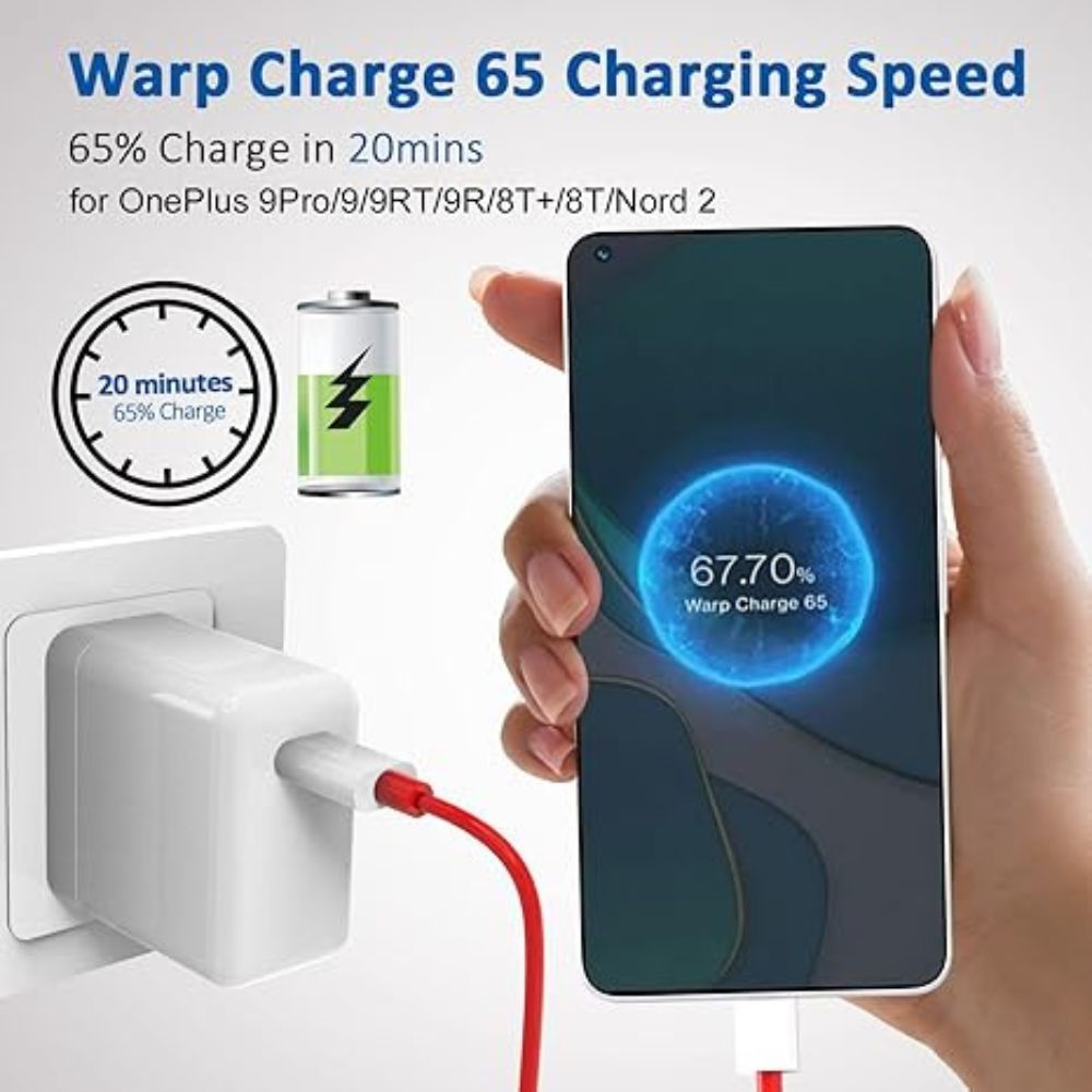65w Original Oneplus Super Fast Warp Charge (eu Pin) With Usb Type C To Type C Cable - 3