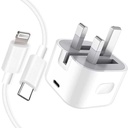 Iphone Usb-c Pd 20w Power Adapter Charger 3 Pin Uk Pin) With Cable - 2