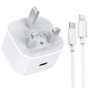 Iphone Usb-c Pd 20w Power Adapter Charger 3 Pin Uk Pin) With Cable - 3