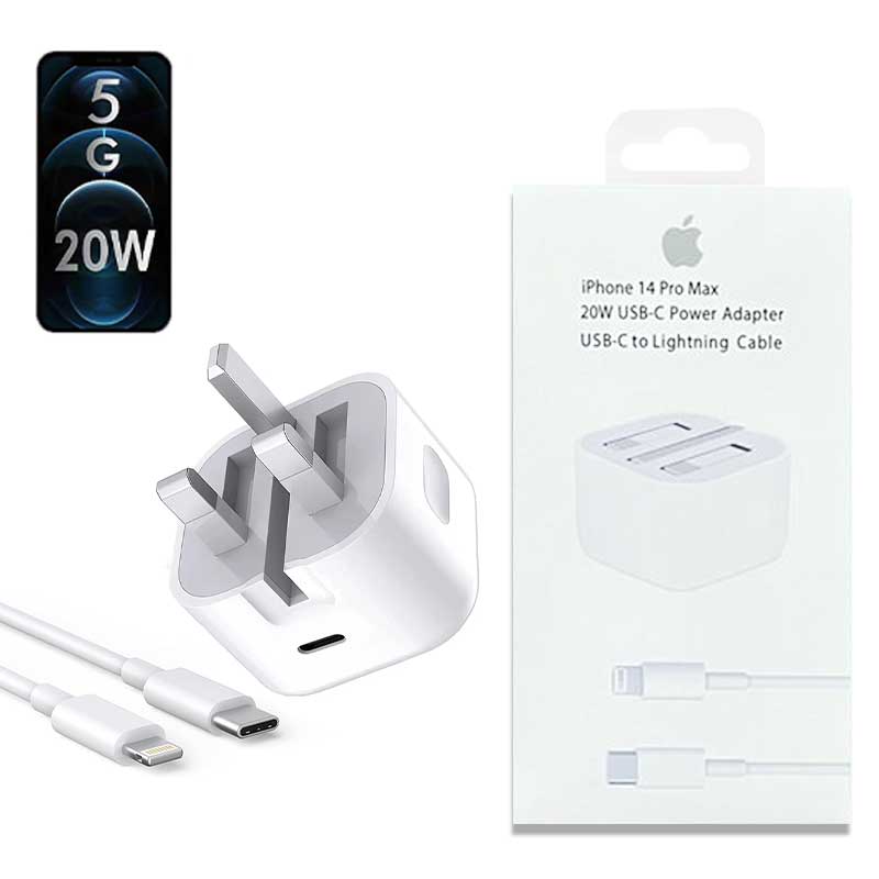 Iphone Usb-c Pd 20w Power Adapter Charger 3 Pin Uk Pin) With Cable - 4