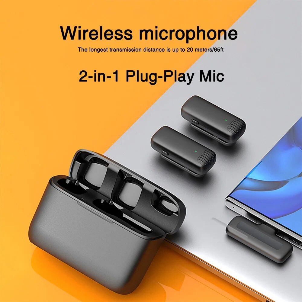 J13 Type C Dual Wireless Lavalier Microphone With Charging Case Video Recording Mic - 2