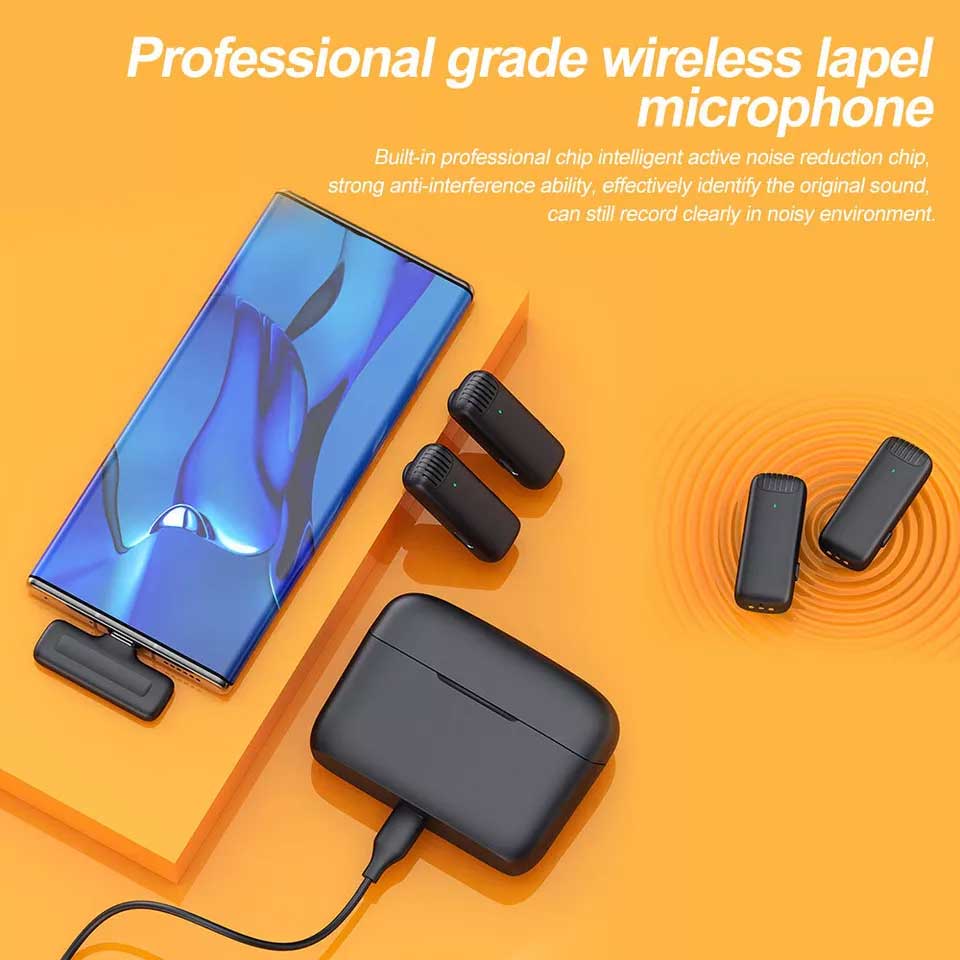J13 Type C Dual Wireless Lavalier Microphone With Charging Case Video Recording Mic - 3