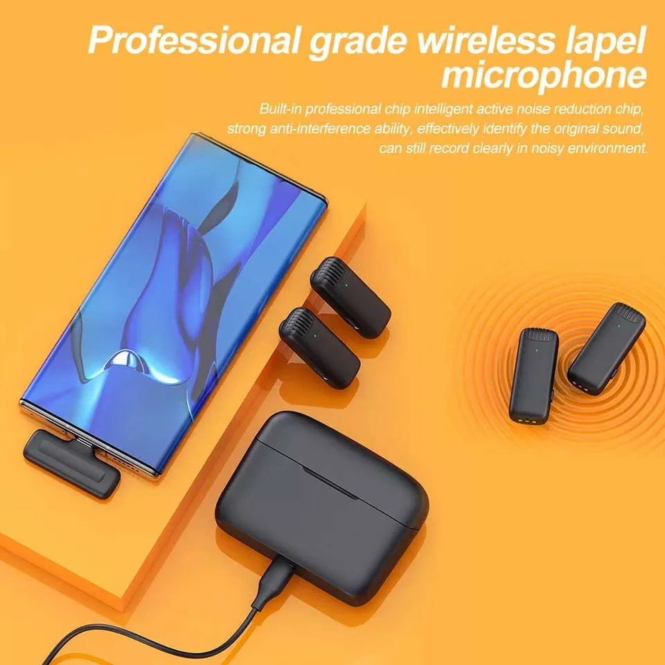 J13 Type C Dual Wireless Lavalier Microphone With Charging Case Video Recording Mic - 3