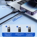 Joyroom S-1t3018a18 Multi-use 3.5a Usb-a To Lightning+type-c+micro 3-in-1 Data Cable1 2m-black - 3