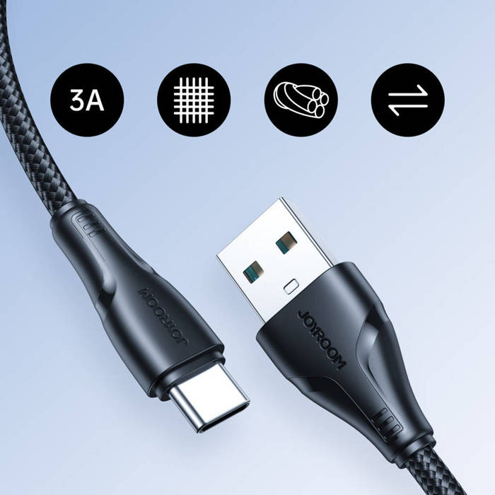 Joyroom S-a11 Surpass Series 3a Usb-a To Type-c Fast Charging Data Cable 1.2m-black - 2