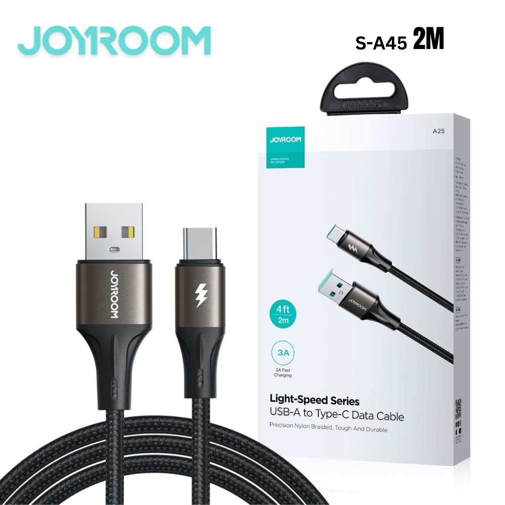 Joyroom S-a25 Light-speed Series 3a Fast Charging Data Cable (usb-a To Type-c) 2m-black - 4