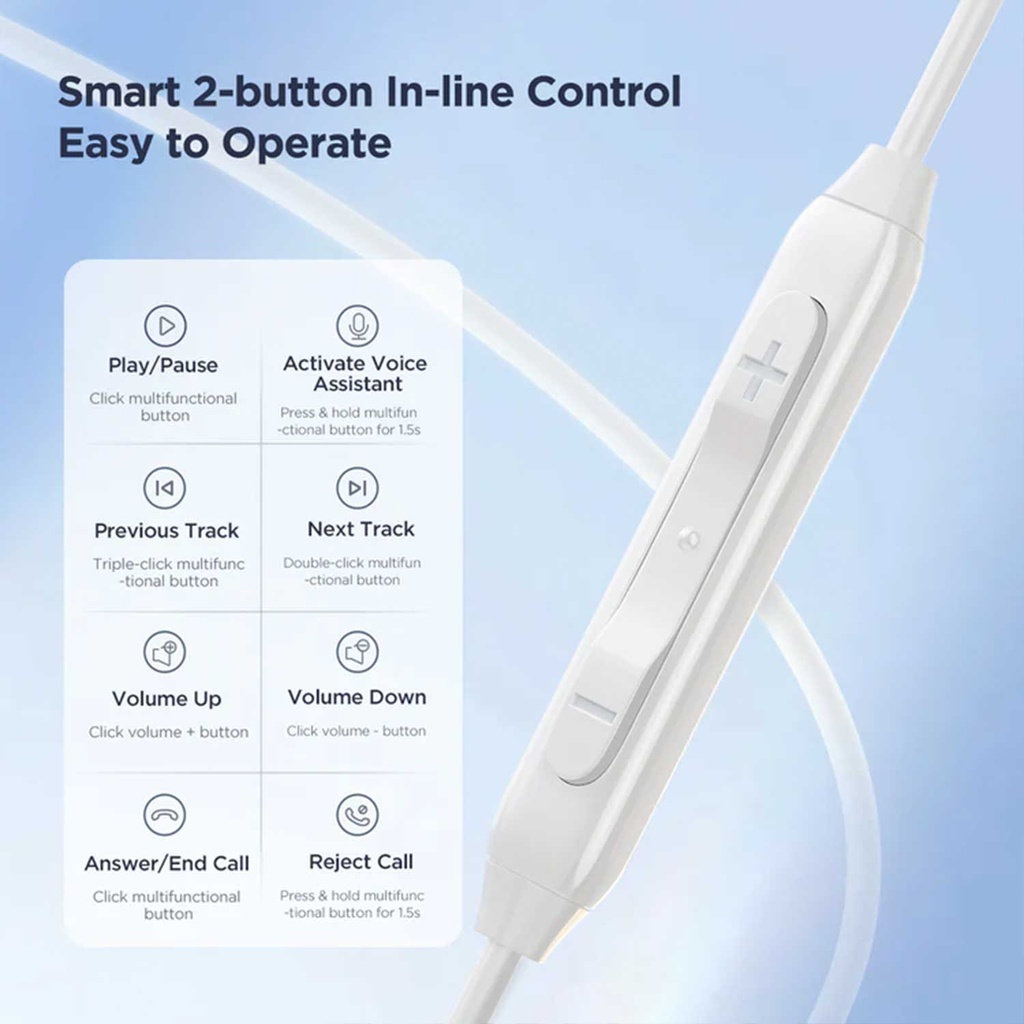 Joyroom-ec05 Type-c Series Half In-ear Wired Earphones-white - 2