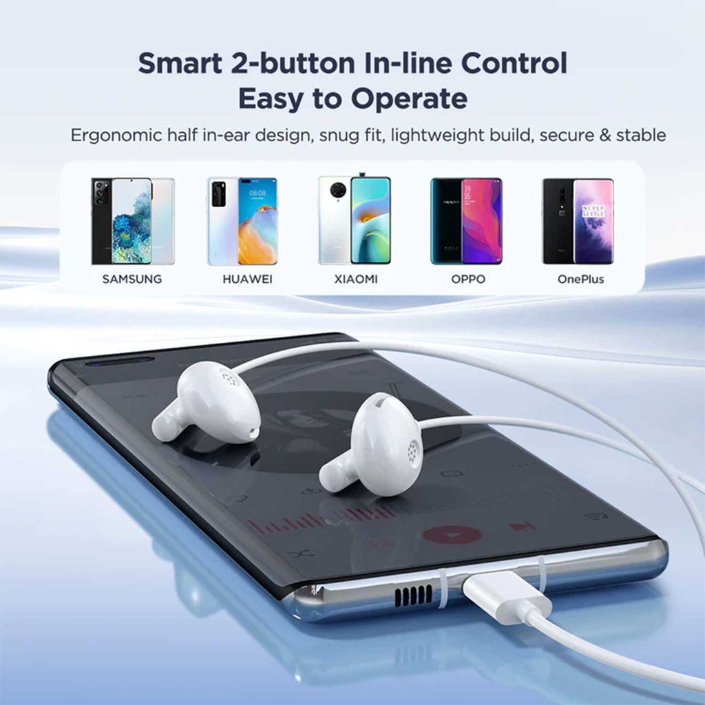 Joyroom-ec05 Type-c Series Half In-ear Wired Earphones-white - 3