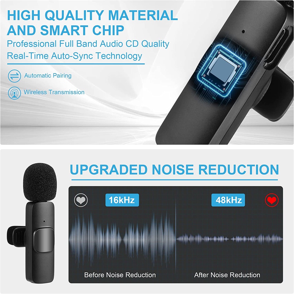 K11 2 In 1 Collar Wireless Microphone Iphoneandroid & Type C Supported - 2
