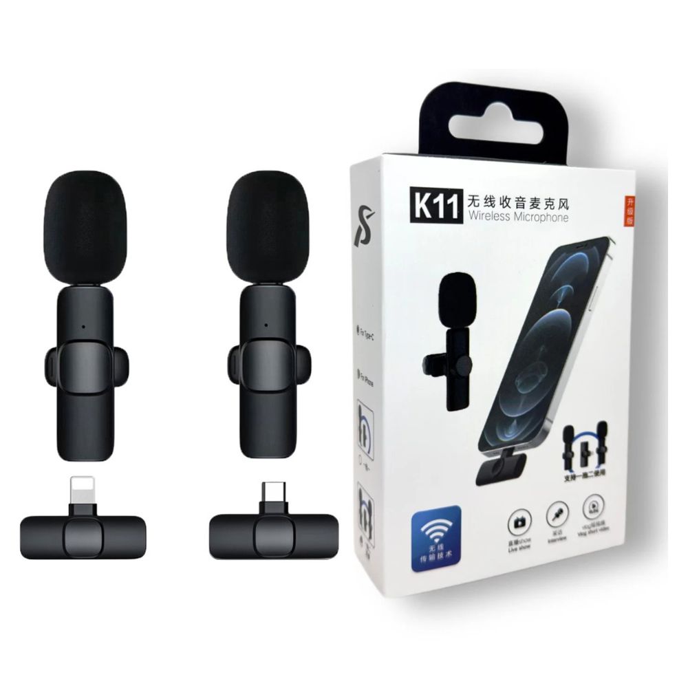 K11 2 In 1 Collar Wireless Microphone Iphoneandroid & Type C Supported - 4