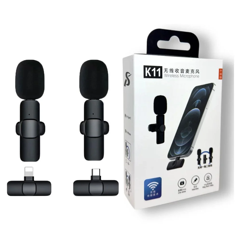 K11 2 In 1 Collar Wireless Microphone Iphoneandroid & Type C Supported - 4