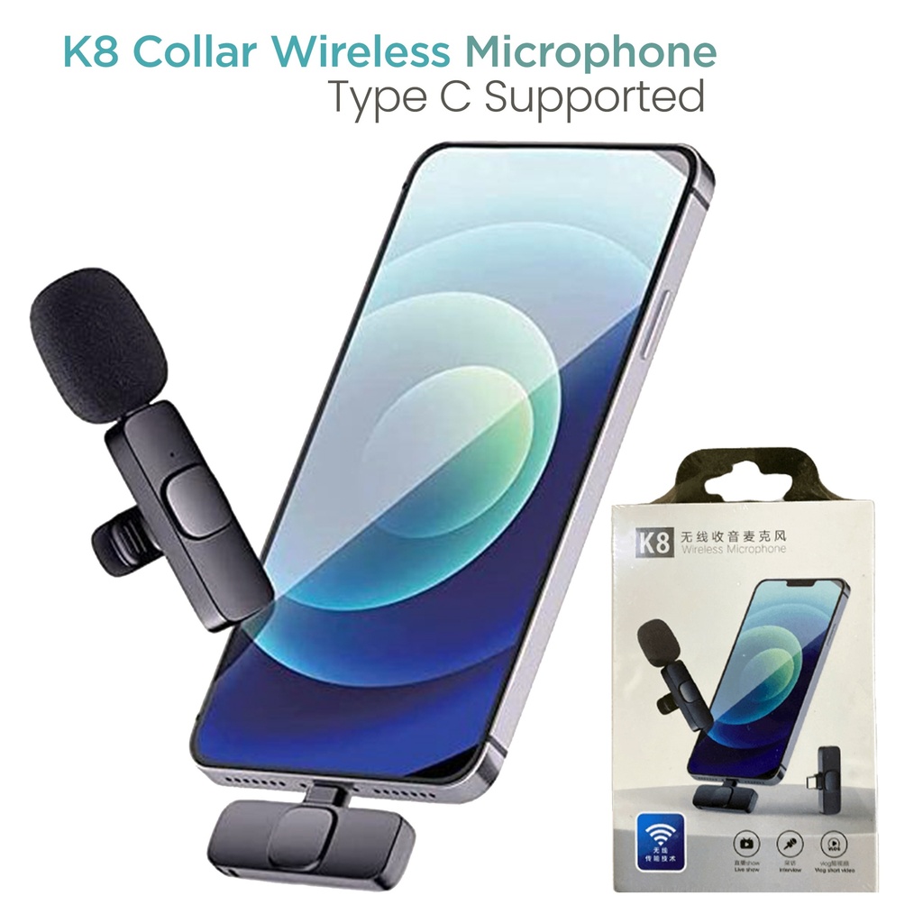 K8 Collar Wireless Microphone Type C Supported - 2