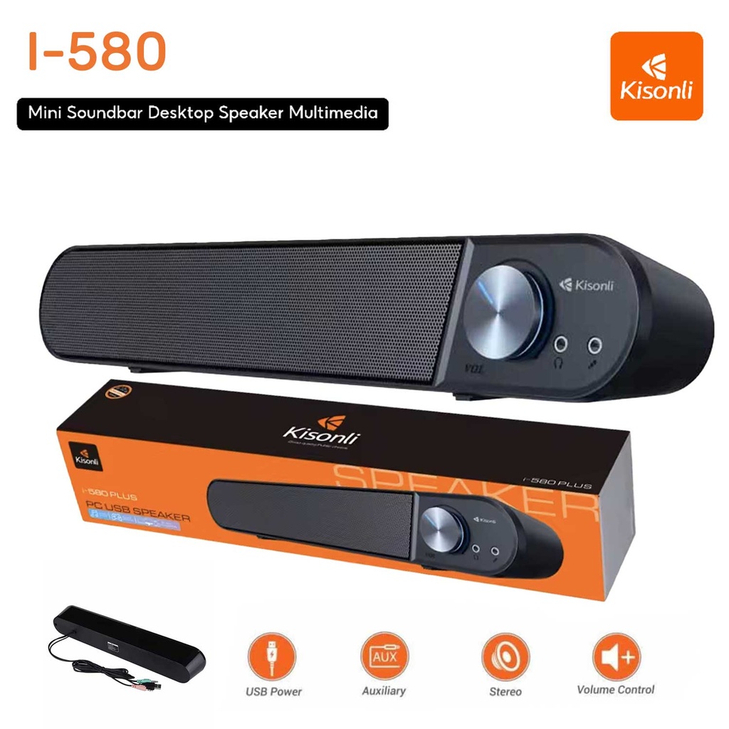 Kisonli I-580 Plus Home Theater Usb Soundbar Speaker System With Headset And Microphone Jack - 4