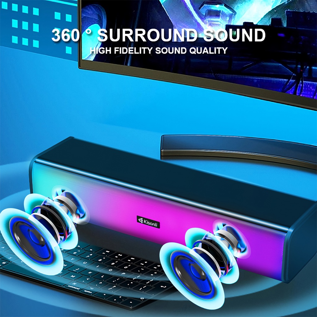 Kisonli I-630 Speaker Pc+bt Multimedia Usb Plug Rgb Colorful Light - 2