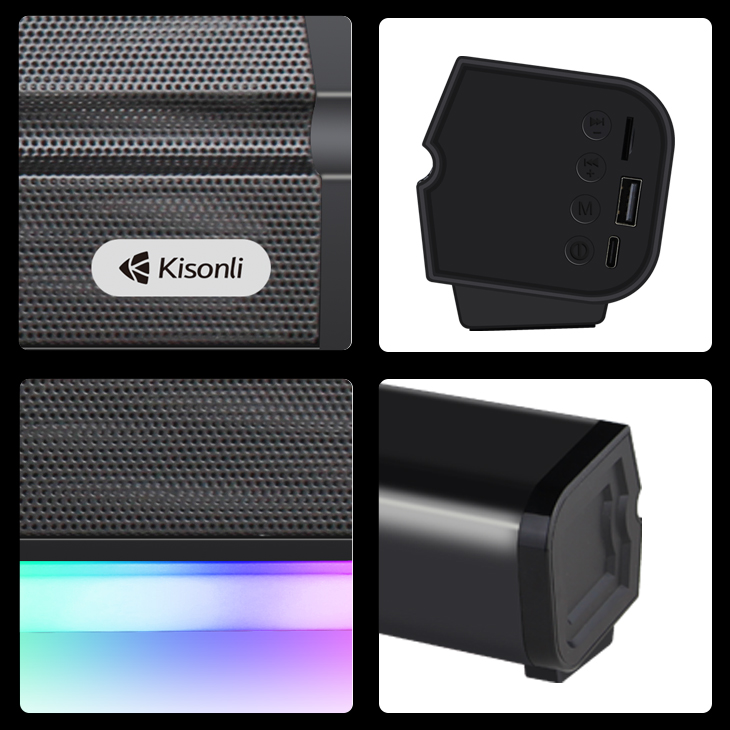 Kisonli Led-802 Rgb Wireless Bt 5.3 Modern Retro Design Soundbar - 4