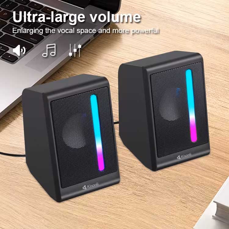 Kisonli X16 Mini Usb 2.0 Portable Speaker For Laptop Pc With Rgb Light - 2