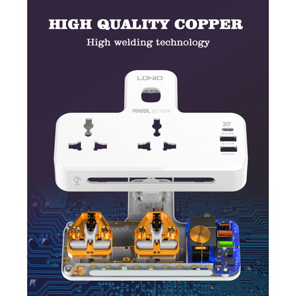 Ldnio Sc2311 20w Pd Fast Charging 2500w Power Extension Touch Night Lamp 2 Sockets 1 Usb-c +2 Usb-a - 4