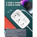 Ldnio Sc3416 65w Gan Fast Charging 3250w Power Extension 3 Sockets 2 Usb-c + 2 Usb-a - 2