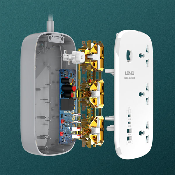 Ldnio Sc3416 65w Gan Fast Charging 3250w Power Extension 3 Sockets 2 Usb-c + 2 Usb-a - 3