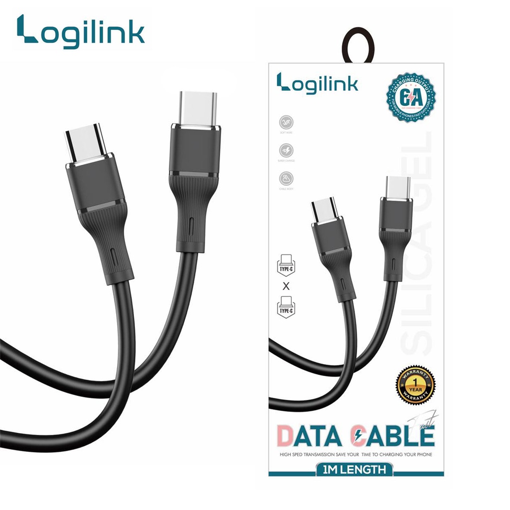 Logilink Type C To Type C Silicone Fast Charging Data Cable 1m (1 Year Warranty) Black - 4
