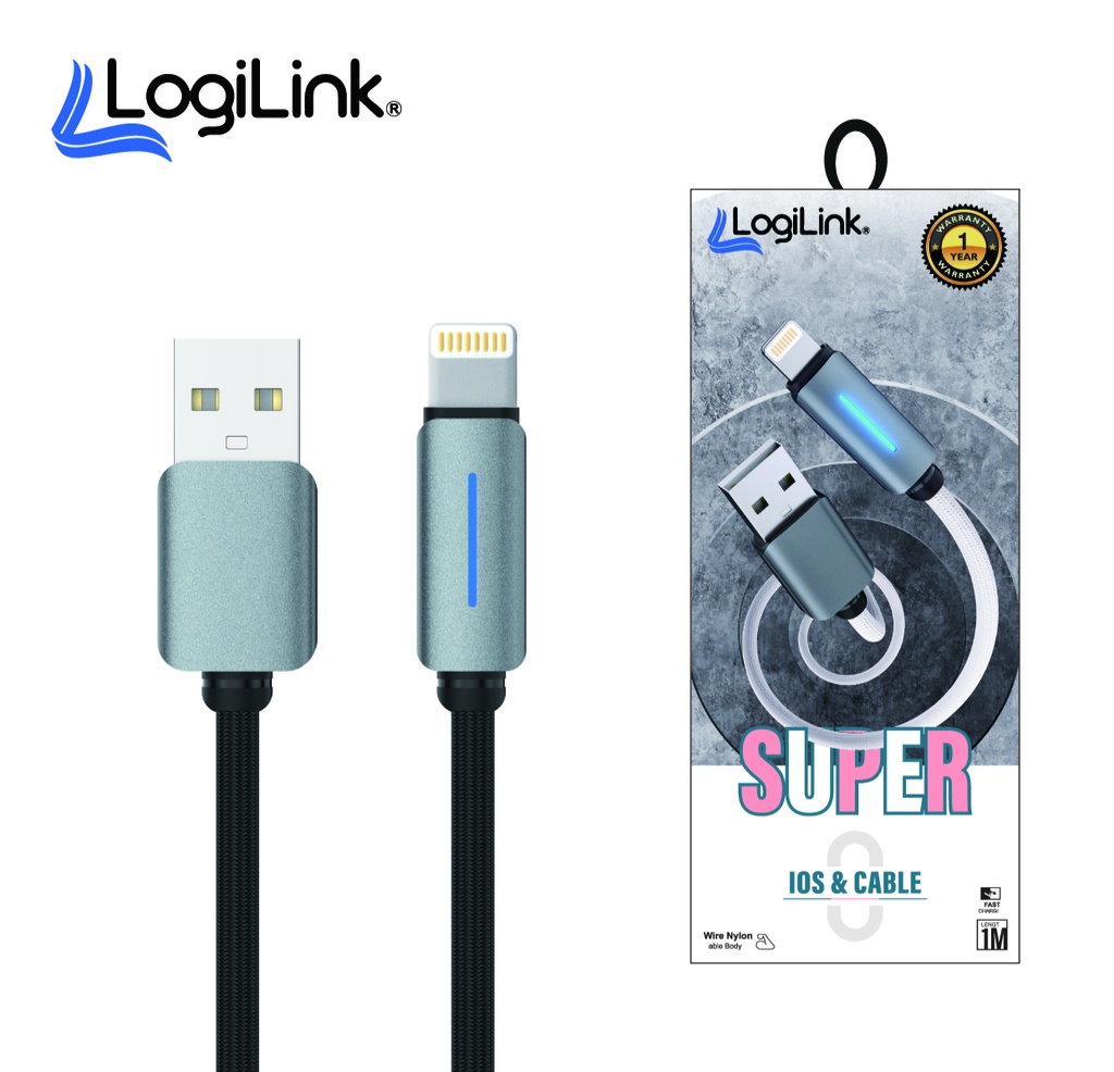 Logilink Usb To Lightning Nylon Fast Charging Data Cable 1m 1 Year Warranty Black - 2