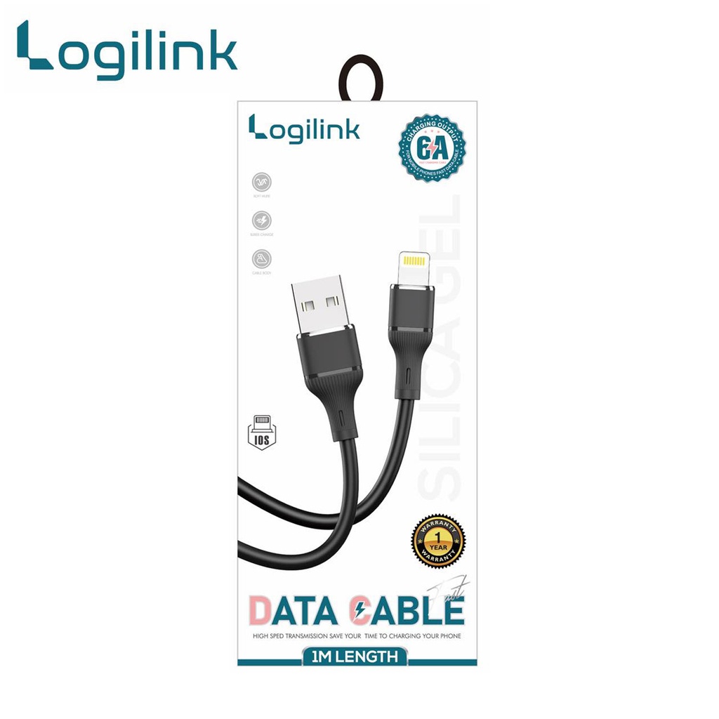 Logilink Usb To Lightning Silicone Fast Charging Data Cable 1m (1 Year Warranty) Black - 2