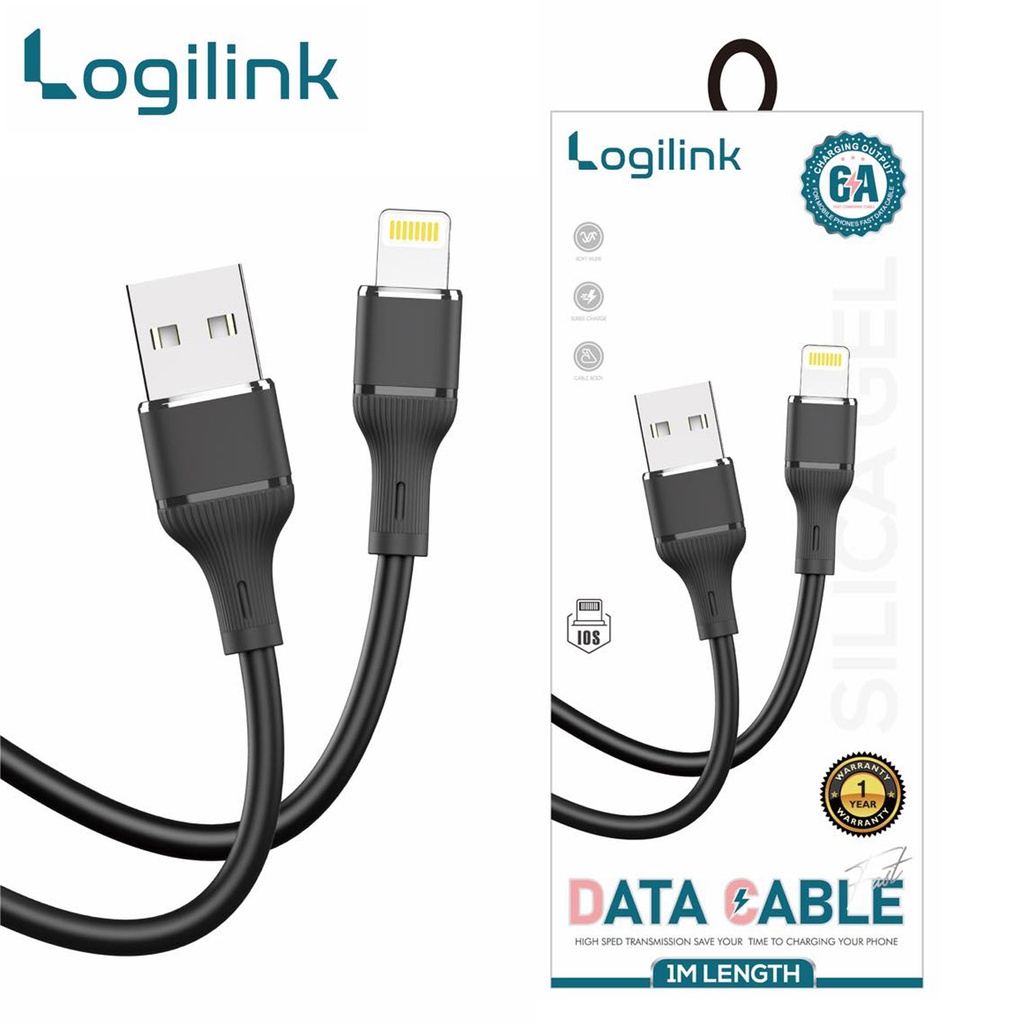 Logilink Usb To Lightning Silicone Fast Charging Data Cable 1m (1 Year Warranty) Black - 4
