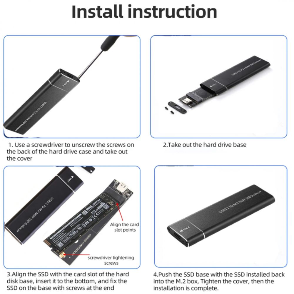 M2 Ssd Enclosure, Usb 3.1 Gen 2 (10 Gbps) - 3