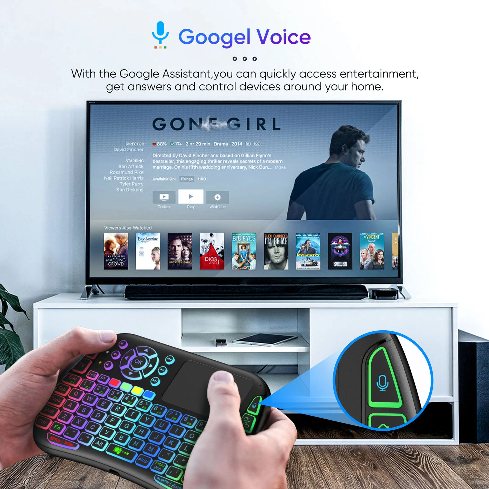M9 Bluetooth Mini Wireless Keyboard 7 Backlit 2.4g Air Mouse Remote Touchpad - 2