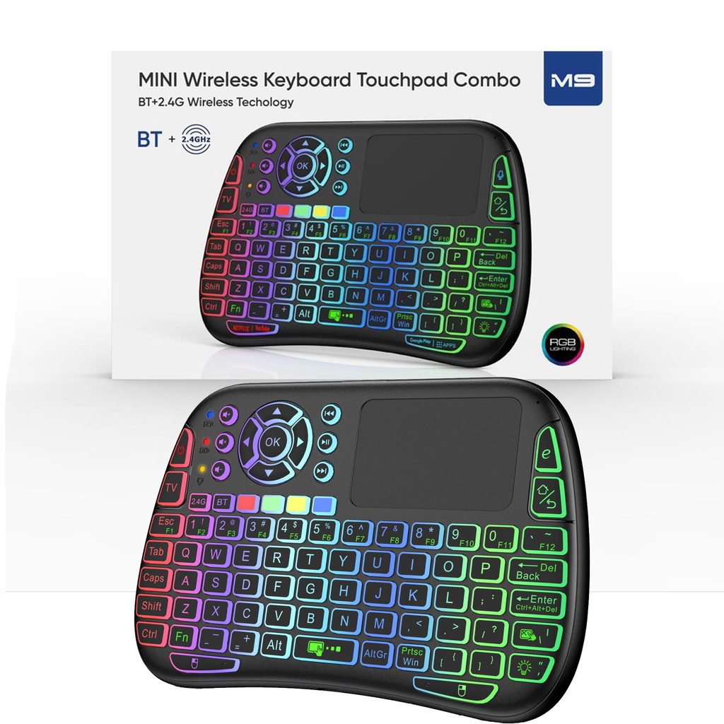 M9 Bluetooth Mini Wireless Keyboard 7 Backlit 2.4g Air Mouse Remote Touchpad - 4