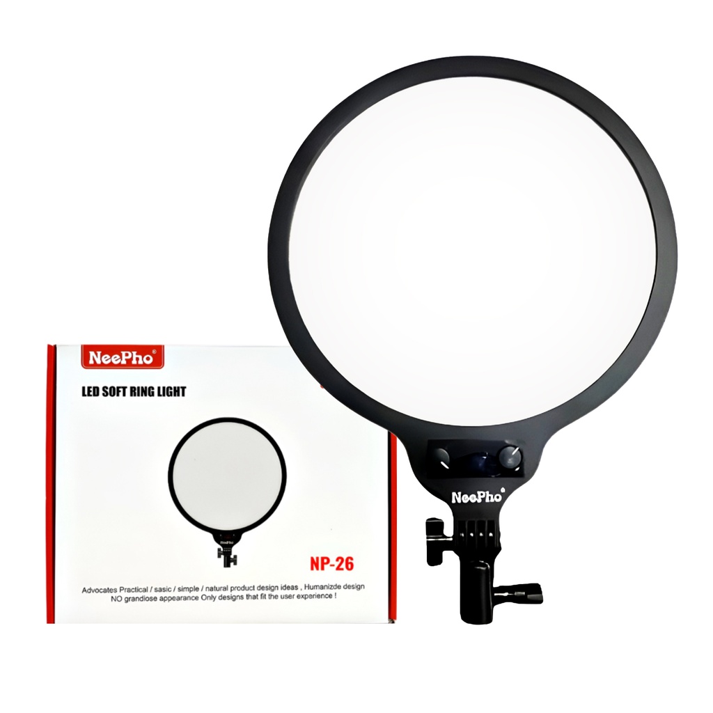Neepho 26cm Led Soft Ring Light With 360 Rotating Pan Tilt - 4