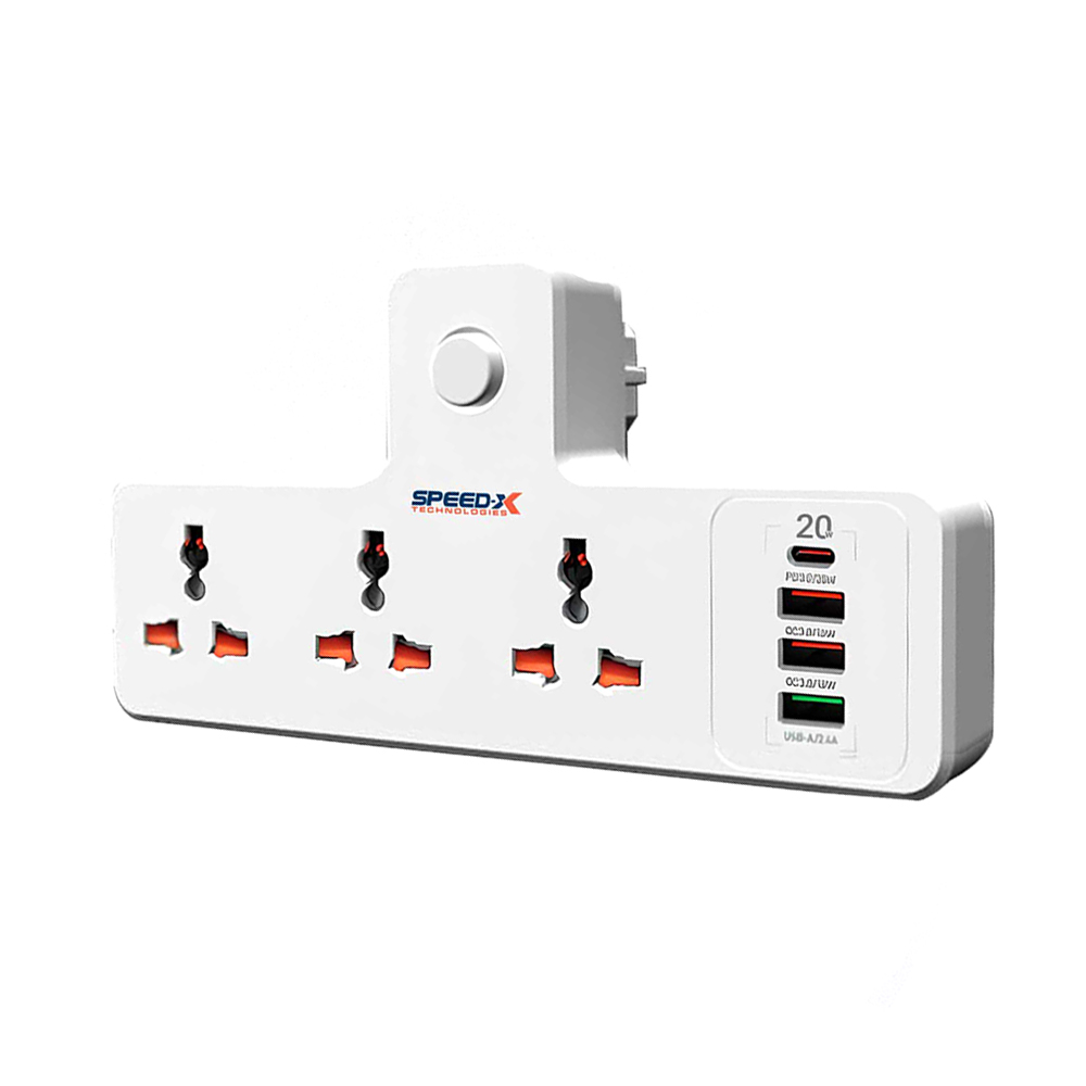New 304puc Speed-x Premium Portable Power Strip 3socket+3usb+1type-c Port - 3