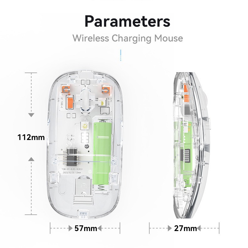 New Transparent Wireless+bluetooth Dual-mode Rechargeable Mouse - 4