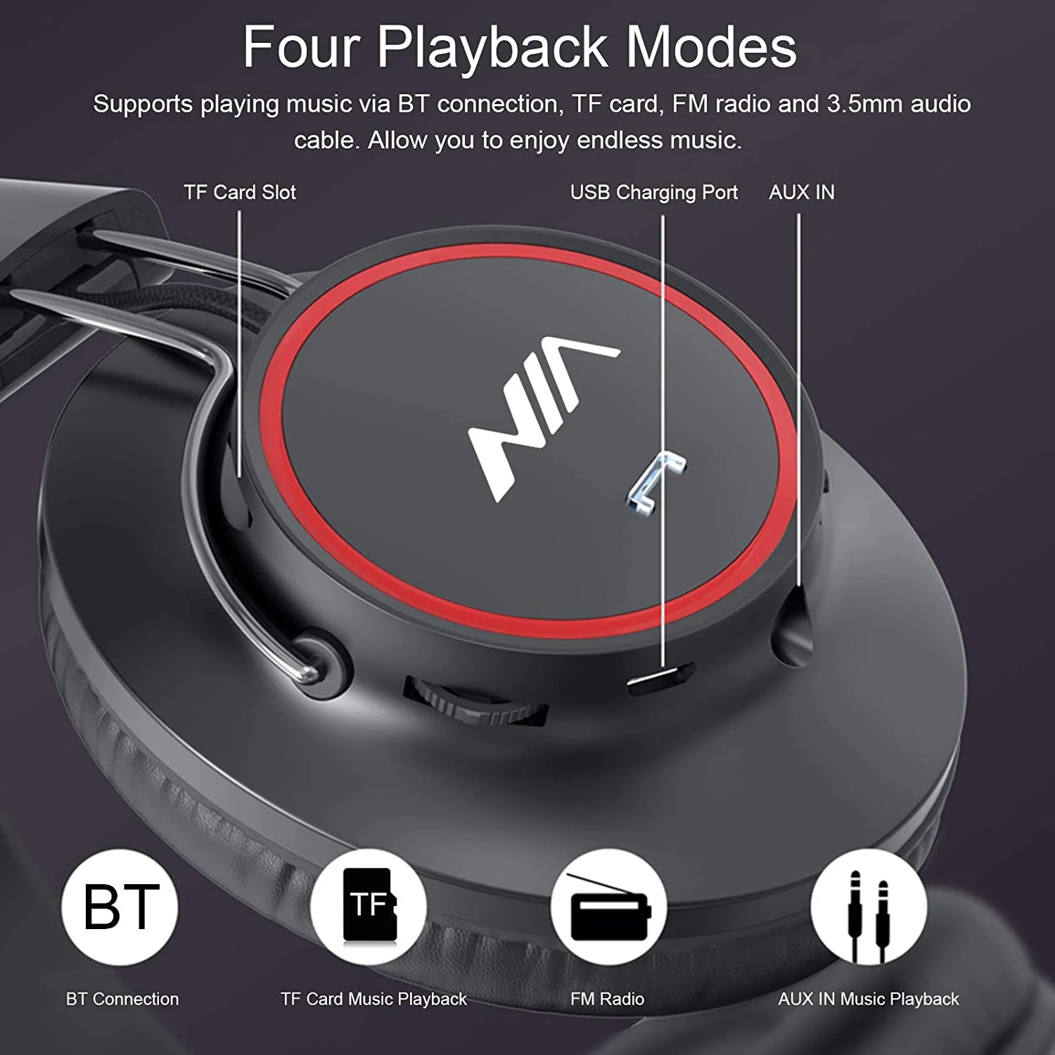 Nia S3000 Over Ear Music Headset Wireless Bluetooth Headphones - 2