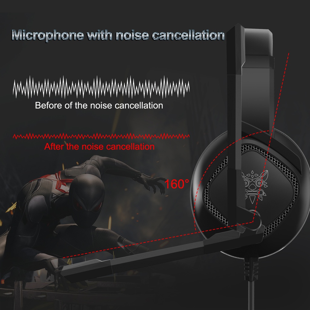 Onikuma K19 Rgb Wired Stereo Gaming Headset True Noise Cancellation, Usb+3.5mm Audio Plug For Ps4pcxbox One Controllerlaptop, Black - 2