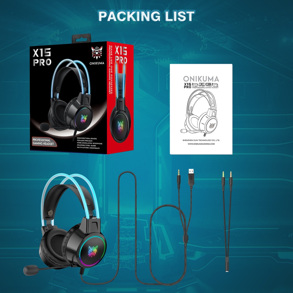 Onikuma-x15 Pro Rgb Head Beam With Mic, 3.5mm Wired Earphones, Durable Stereo Surround, Rgb Gaming Headset - 4