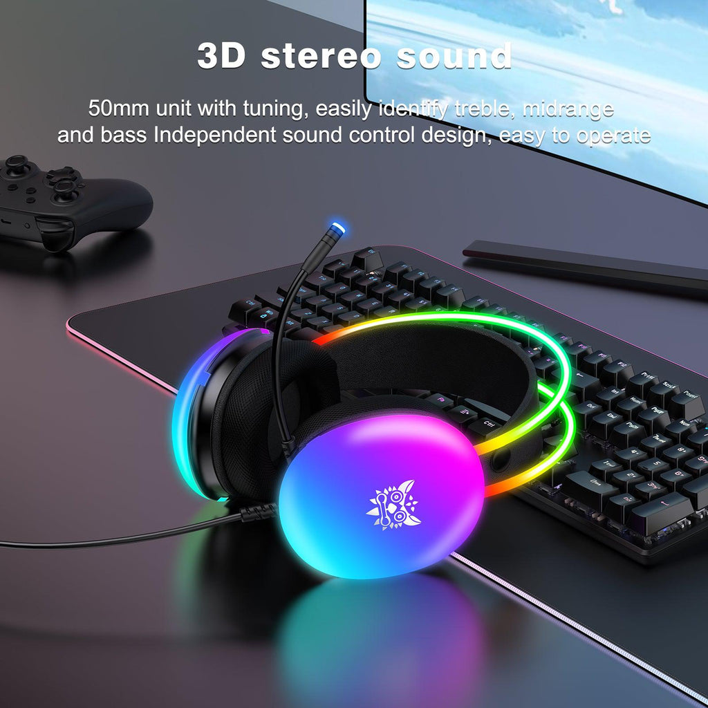 Onikuma-x25 Pro Rgb Head Beam With Mic 3.5mm Durable Stereo Surround Gaming Headset Black - 3