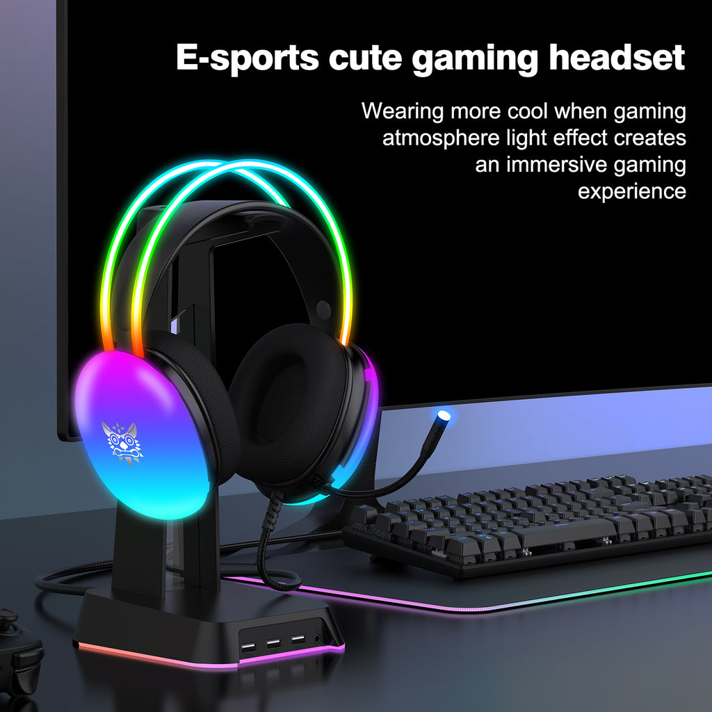 Onikuma-x25 Pro Rgb Head Beam With Mic 3.5mm Durable Stereo Surround Gaming Headset Black - 4